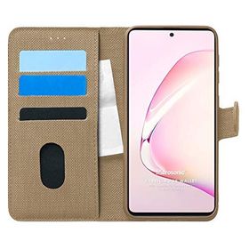 Microsonic Samsung Galaxy Note 10 Lite Fabric Book Wallet Gold Cep Telefonu Kılıfı