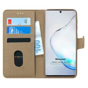 Microsonic Samsung Galaxy Note 10 Plus Fabric Wallet Gold Cep Telefonu Kılıfı