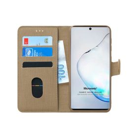 Microsonic Samsung Galaxy Note 10 Plus Fabric Wallet Gold Cep Telefonu Kılıfı