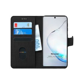 Microsonic Samsung Galaxy Note 10 Plus Fabric Wallet Siyah Kılıf