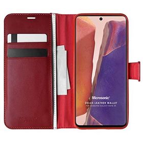 Microsonic Samsung Galaxy Note 20 Delux Leather Wallet Kırmızı Kılıf