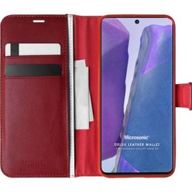 Microsonic Samsung Galaxy Note 20 Delux Leather Wallet Kırmızı Kılıf