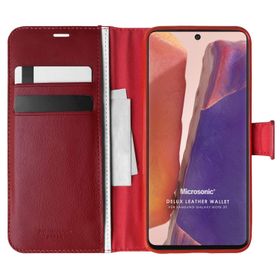 Microsonic Samsung Galaxy Note 20 Delux Leather Wallet Kırmızı Kılıf