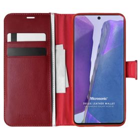 Microsonic Samsung Galaxy Note 20 Delux Leather Wallet Kırmızı Kılıf