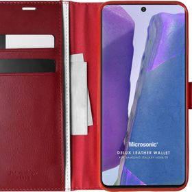 Microsonic Samsung Galaxy Note 20 Delux Leather Wallet Kırmızı Kılıf