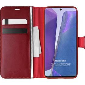 Microsonic Samsung Galaxy Note 20 Delux Leather Wallet Kırmızı Kılıf
