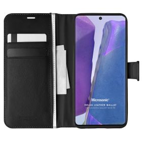 Microsonic Samsung Galaxy Note 20 Delux Leather Wallet Siyah Kılıf