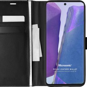 Microsonic Samsung Galaxy Note 20 Delux Leather Wallet Siyah Kılıf