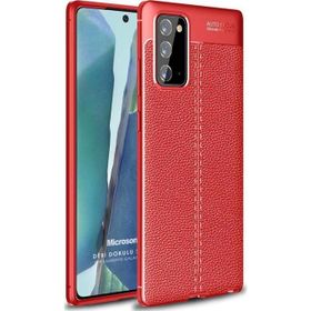 Microsonic Samsung Galaxy Note 20 Deri Dokulu Silikon Kırmızı Kılıf