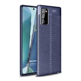 Microsonic Samsung Galaxy Note 20 Deri Dokulu Silikon Lacivert Kılıf