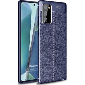 Microsonic Samsung Galaxy Note 20 Deri Dokulu Silikon Lacivert Kılıf