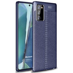 Microsonic Samsung Galaxy Note 20 Deri Dokulu Silikon Lacivert Kılıf