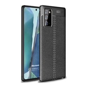 Microsonic Samsung Galaxy Note 20 Deri Dokulu Silikon Siyah Kılıf