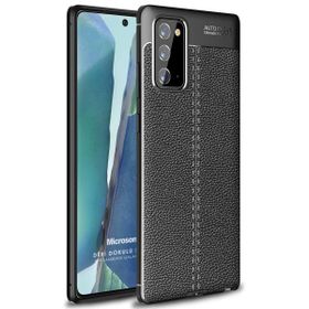 Microsonic Samsung Galaxy Note 20 Deri Dokulu Silikon Siyah Kılıf