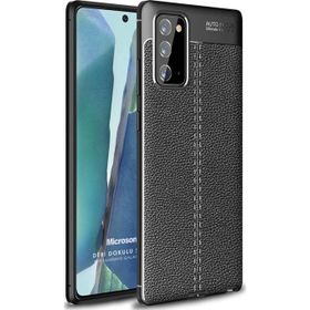 Microsonic Samsung Galaxy Note 20 Deri Dokulu Silikon Siyah Kılıf