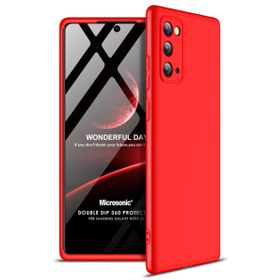 Microsonic Samsung Galaxy Note 20 Double Dip 360 Protective Kırmızı Kılıf