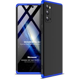 Microsonic Samsung Galaxy Note 20 Double Dip 360 Protective Siyah Mavi Kılıf