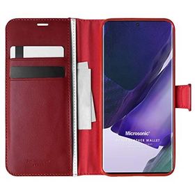 Microsonic Samsung Galaxy Note 20 Ultra Delux Leather Wallet Kırmızı Kılıf
