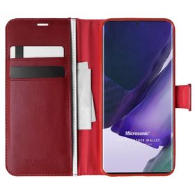 Microsonic Samsung Galaxy Note 20 Ultra Delux Leather Wallet Kırmızı Kılıf