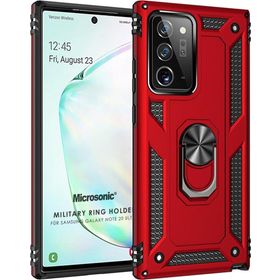 Microsonic Samsung Galaxy Note 20 Ultra Military Ring Holder Kırmızı Cep Telefonu Kılıf