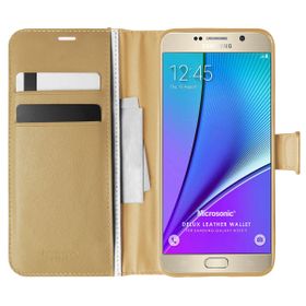 Microsonic Samsung Galaxy Note 5 Delux Leather Wallet Gold Cep Telefonu Kılıf