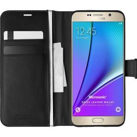Microsonic Samsung Galaxy Note 5 Delux Leather Wallet Siyah Kılıf