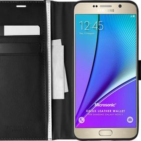 Microsonic Samsung Galaxy Note 5 Delux Leather Wallet Siyah Kılıf