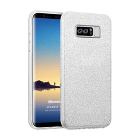 Microsonic Samsung Galaxy Note 8 Deri Dokulu Gri Silikon Kılıf