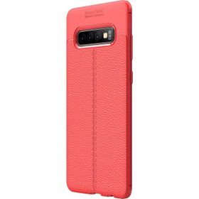 Microsonic Samsung Galaxy S10 Deri Dokulu Kırmızı Silikon Kılıf