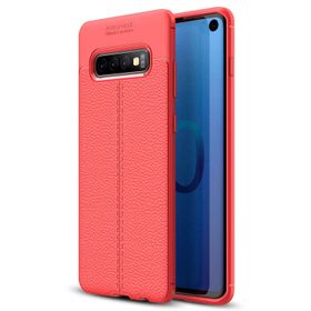Microsonic Samsung Galaxy S10 Deri Dokulu Kırmızı Silikon Kılıf