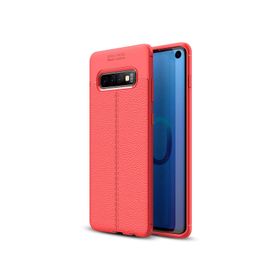 Microsonic Samsung Galaxy S10 Deri Dokulu Kırmızı Silikon Kılıf