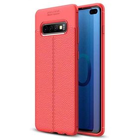 Microsonic Samsung Galaxy S10 Deri Dokulu Kırmızı Silikon Kılıf