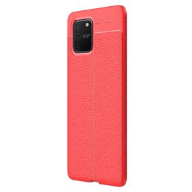 Microsonic Samsung Galaxy S10 Deri Dokulu Kırmızı Silikon Kılıf