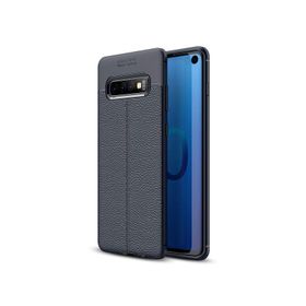 Microsonic Samsung Galaxy S10 Deri Dokulu Lacivert Silikon Kılıf