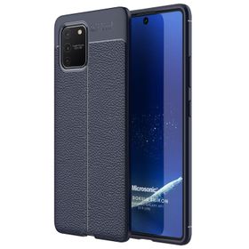 Microsonic Samsung Galaxy S10 Deri Dokulu Lacivert Silikon Kılıf