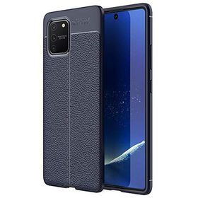 Microsonic Samsung Galaxy S10 Deri Dokulu Lacivert Silikon Kılıf