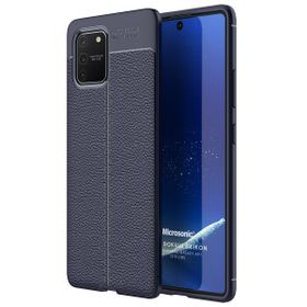 Microsonic Samsung Galaxy S10 Deri Dokulu Lacivert Silikon Kılıf