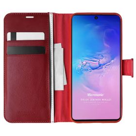 Microsonic Samsung Galaxy S10 Lite Delux Leather Wallet Kırmızı Cep Telefonu Kılıf