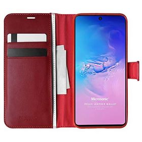 Microsonic Samsung Galaxy S10 Lite Delux Leather Wallet Kırmızı Cep Telefonu Kılıf