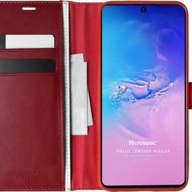 Microsonic Samsung Galaxy S10 Lite Delux Leather Wallet Kırmızı Cep Telefonu Kılıf