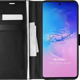 Microsonic Samsung Galaxy S10 Lite Delux Leather Wallet Siyah Kılıf