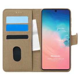Microsonic Samsung Galaxy S10 Lite Fabric Book Wallet Gold Cep Telefonu Kılıf