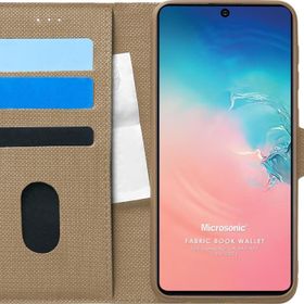 Microsonic Samsung Galaxy S10 Lite Fabric Book Wallet Gold Cep Telefonu Kılıf