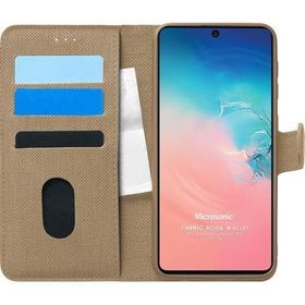 Microsonic Samsung Galaxy S10 Lite Fabric Book Wallet Gold Cep Telefonu Kılıf