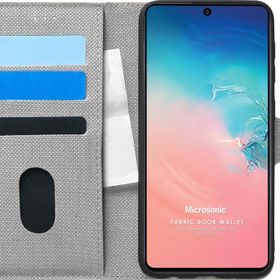 Microsonic Samsung Galaxy S10 Lite Fabric Book Wallet Gri Cep Telefonu Kılıf