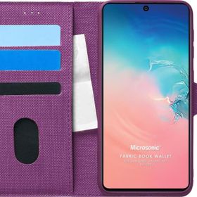 Microsonic Samsung Galaxy S10 Lite Fabric Book Wallet Mor Cep Telefonu Kılıf