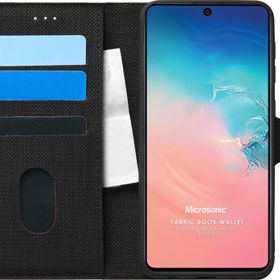 Microsonic Samsung Galaxy S10 Lite Fabric Book Wallet Siyah Kılıf