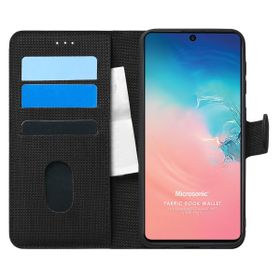 Microsonic Samsung Galaxy S10 Lite Fabric Book Wallet Siyah Kılıf