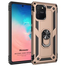 Microsonic Samsung Galaxy S10 Military Ring Holder Gold Kılıf
