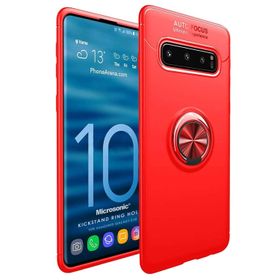 Microsonic Samsung Galaxy S10 Military Ring Holder Kırmızı Kılıf